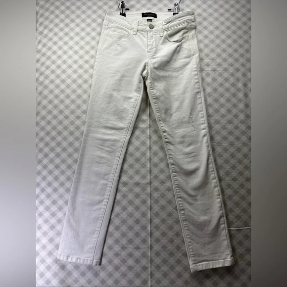 Banana Republic Factory Denim - Banana Republic Distressed Jeans Womens 24/00 Petite Skinny Fit Zip Front White